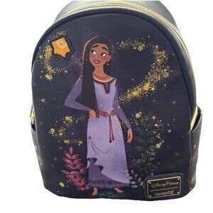 Disney Parks Wish Asha Loungefly Mini Backpack Navy Blue GOLD-Great shape!